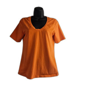 AYRES Scoop Neck Tee EU SZ 38/40 US 4-6 Orange Thick T-Shirt European Brand
